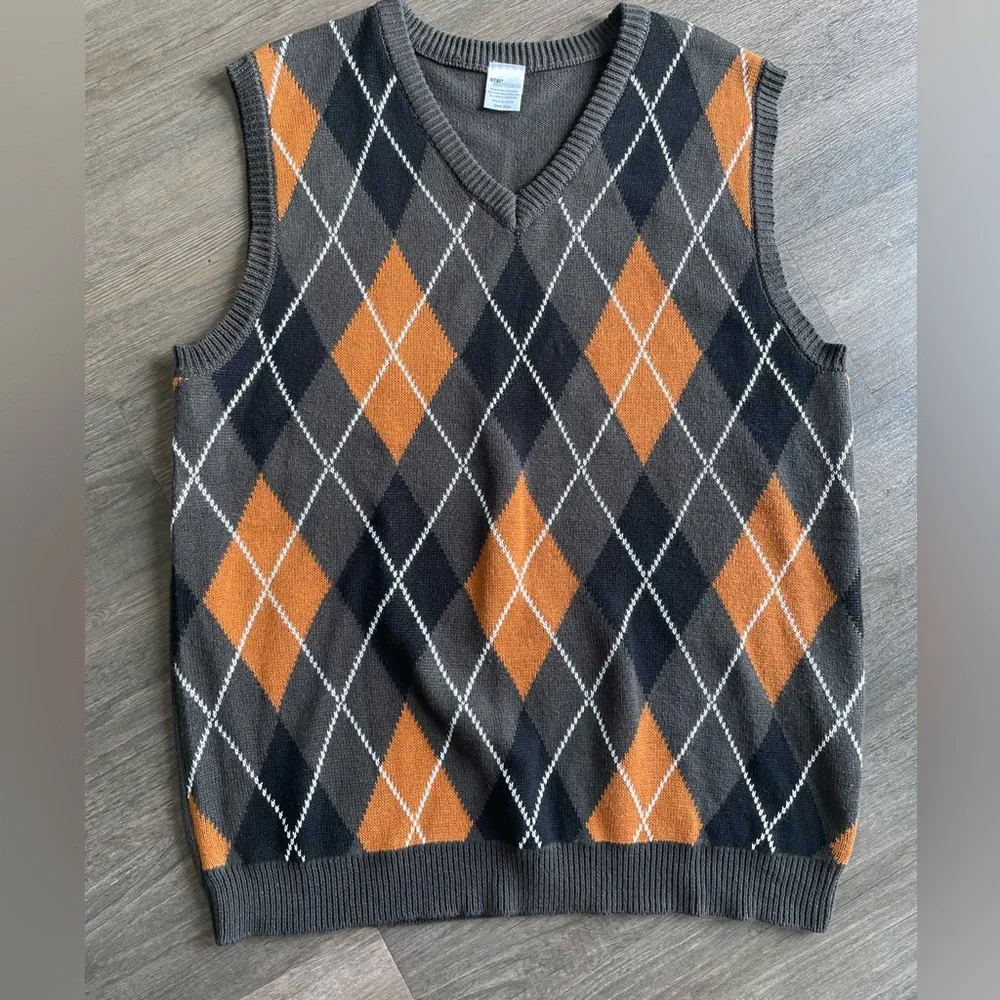 Stepbrothers V Neck Sweater Vest Argyle One Size Halloween Costume Holiday Knit